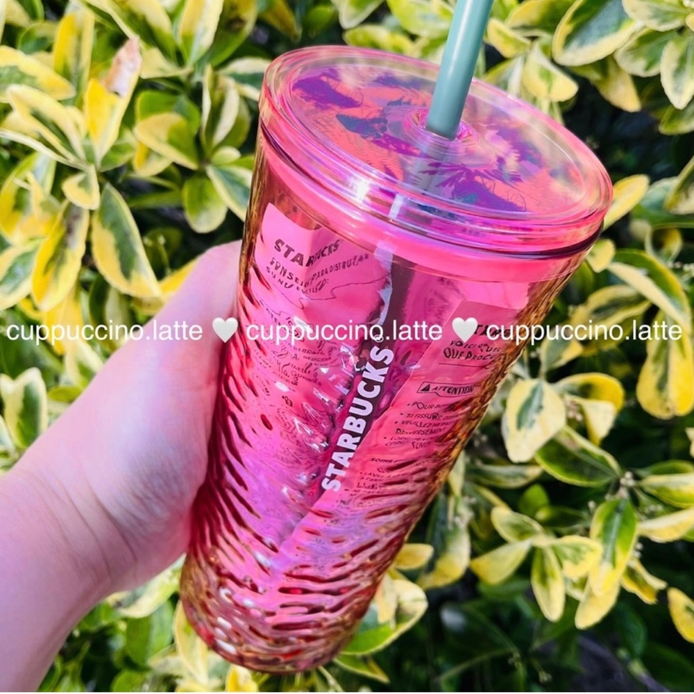 Starbucks 2022 Fall ‘Hammered Begonia’ Pink Glass Cold Cup Tumbler